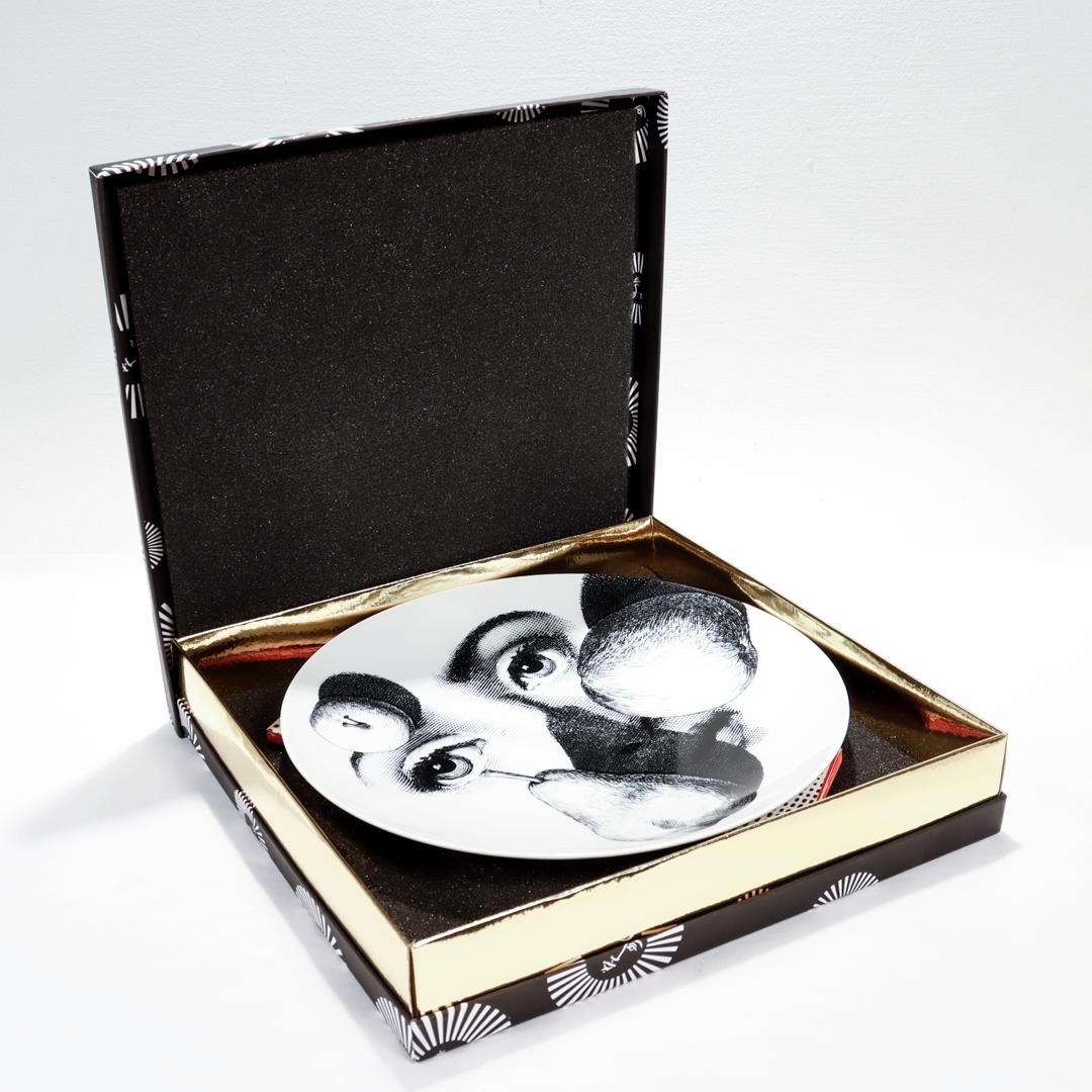 Modern Fornasetti Theme & Variations Porcelain Plate No. 218 with Original Box For Sale