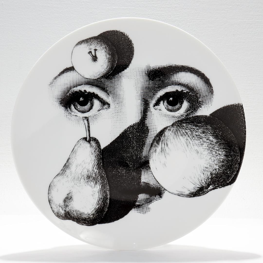 Contemporary Fornasetti Theme & Variations Porcelain Plate No. 218 with Original Box For Sale