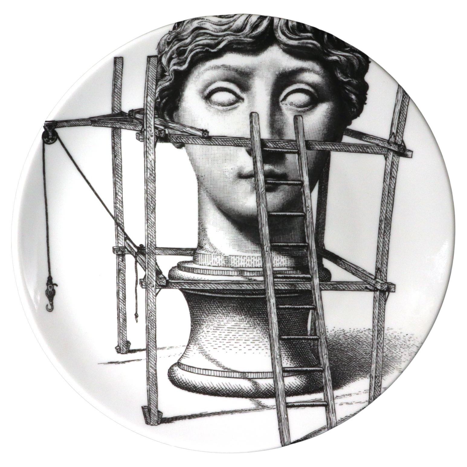 Fornasetti Themes & Variation Porcelain Plate, Number 200 For Sale