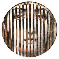 Fornasetti Themes & Variations Gold Plate, Tema E Variazioni, Pattern Number 34