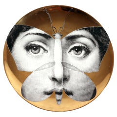 Fornasetti Themes & Variations Gold Plate, Tema E Variazioni, Pattern Number 96
