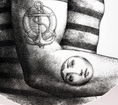 Fornasetti Themes & Variations Plate,  # 215, The Tattoo, Atelier Fornasetti