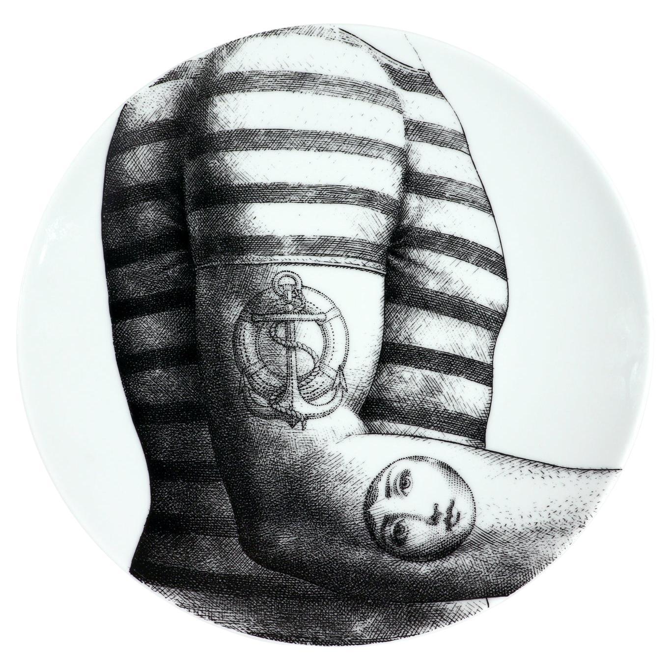 Fornasetti Themes 
Variations Plate,  # 215, The Tattoo, Atelier Fornasetti