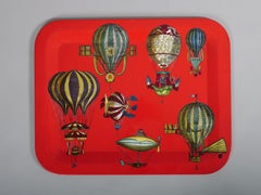 Fornasetti tray, fantastical hot air balloons c1950