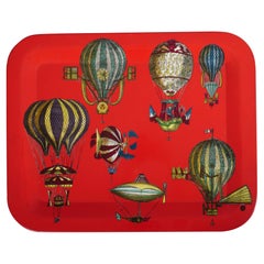 Fornasetti tray, fantastical hot air balloons c1950