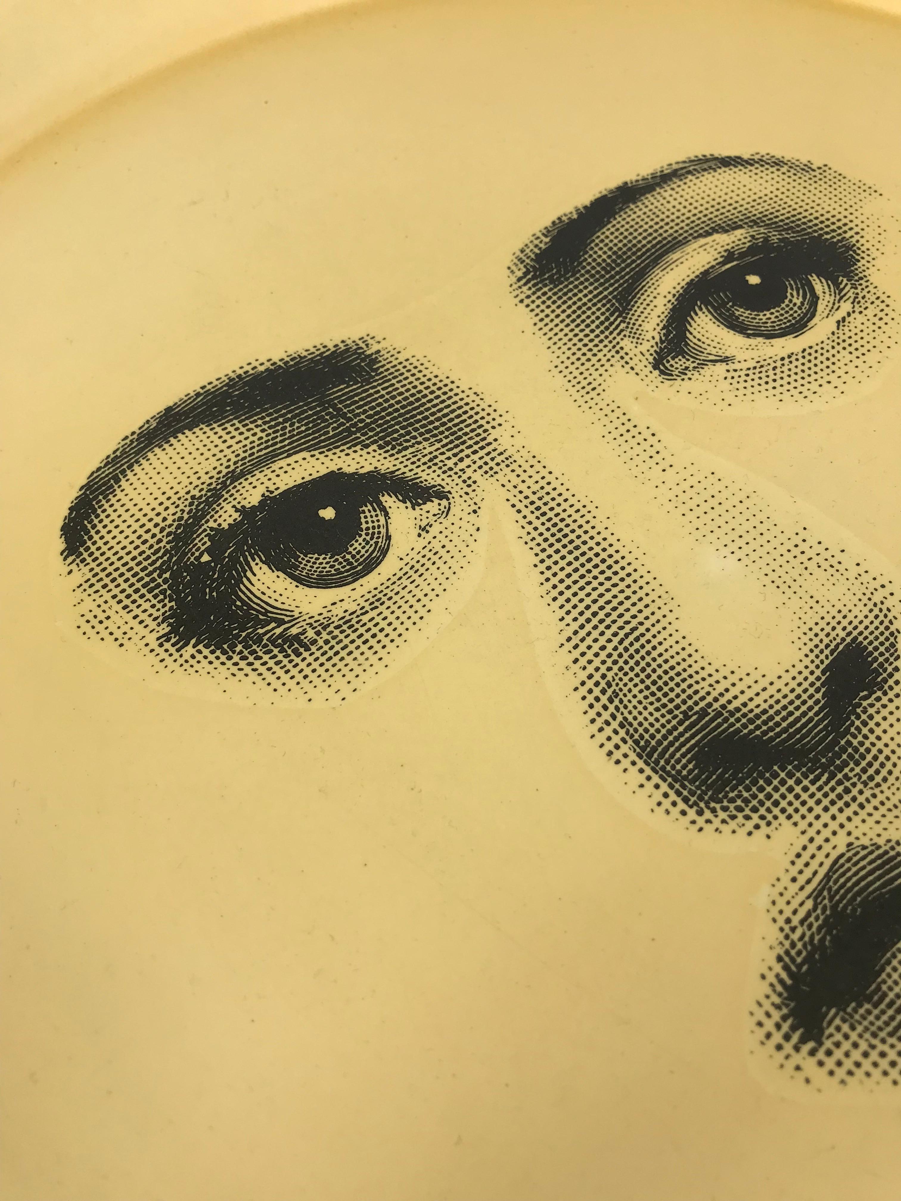 Italian Piero Fornasetti Tray, made in italy, 1960 circa white printed face 