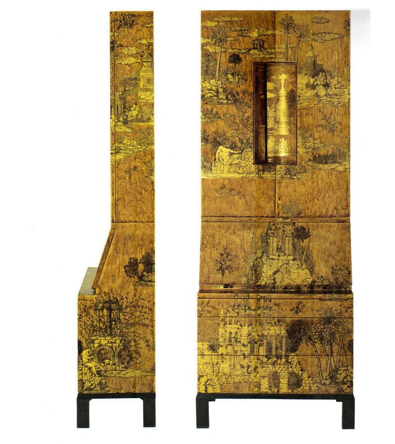 Mid-Century moderno Fornasetti Trumeau Gran Coromandel Credenza Raro, N. 1 di 3 Pezzi Ltd. Ed in vendita