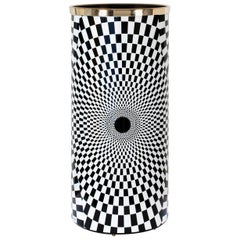 Fornasetti Umbrella Stand Egocentrismo Black and White Metal and Brass