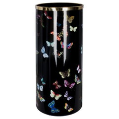 Fornasetti Umbrella Stand Farfalle Butterflies Hand Colored on Black