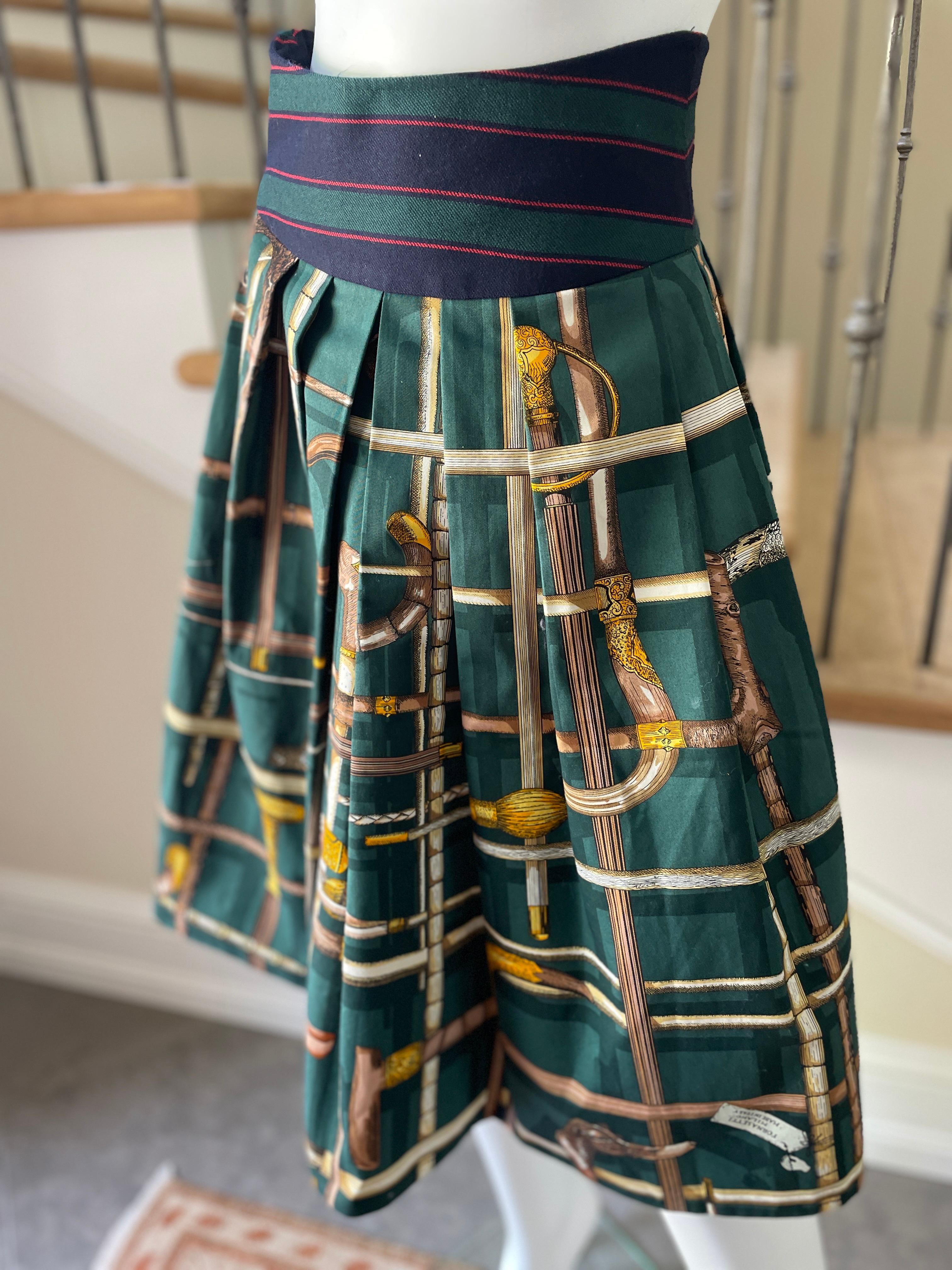 Fornasetti Vintage Pleated Cotton Circle Skirt In Excellent Condition For Sale In Cloverdale, CA