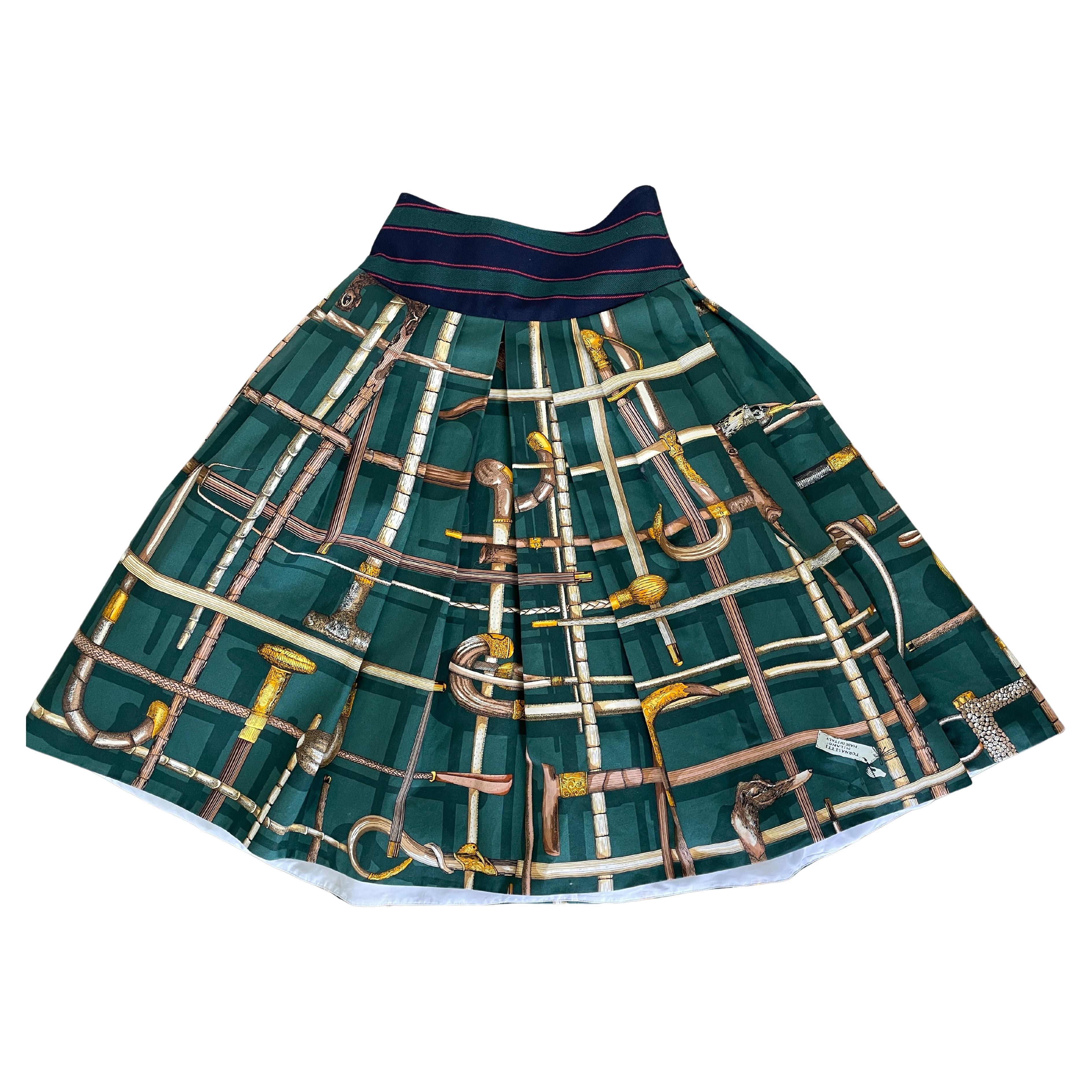Fornasetti Vintage Pleated Cotton Circle Skirt For Sale
