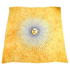 Fornasetti Vintage Sun Motif Golden Orange Marble Silk Scarf