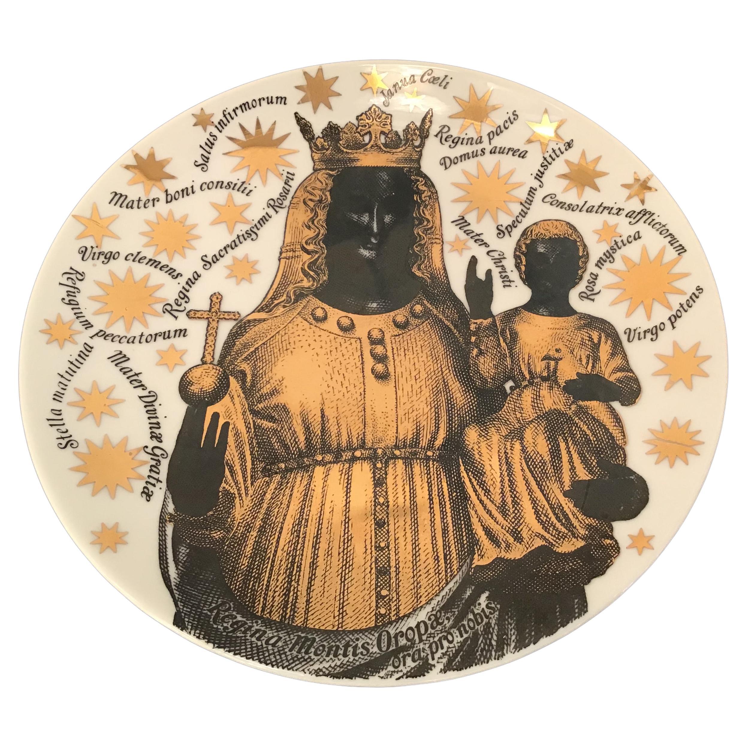 Fornasetti Wall Plate Porcelain, 1980, Italy