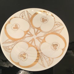 Fornasetti Wall Plate Porcelain Gold 1980 Italy