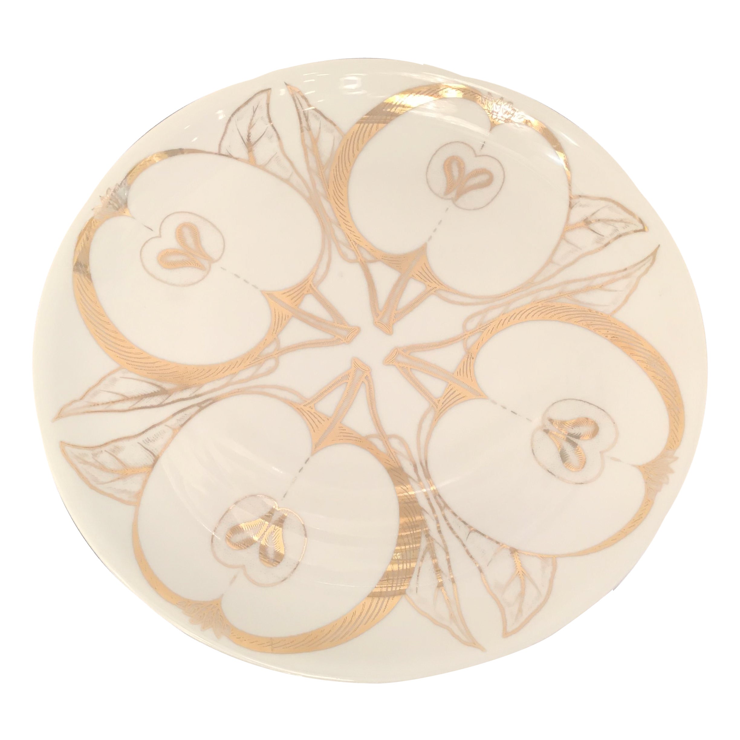 Assiette murale Fornasetti en porcelaine or 1980, Italie