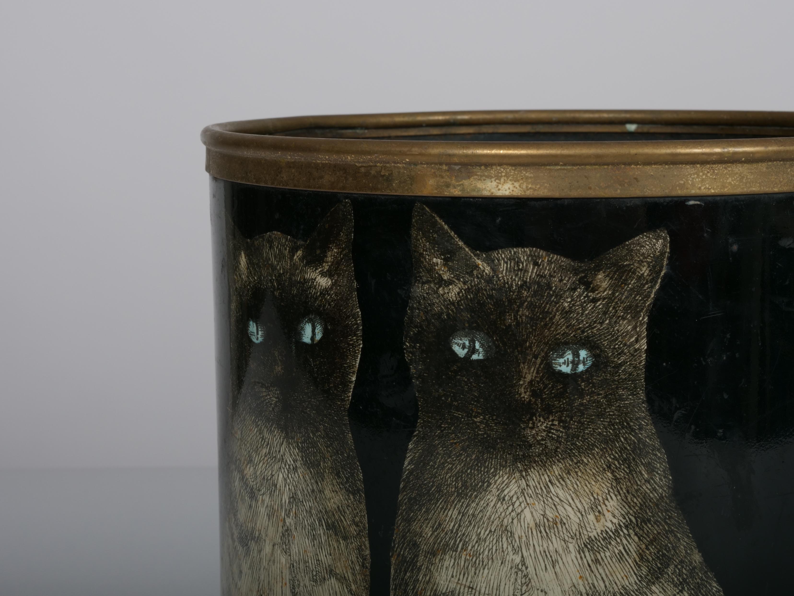 Fornasetti waste basket / bin Siamese cats In Good Condition In London, GB