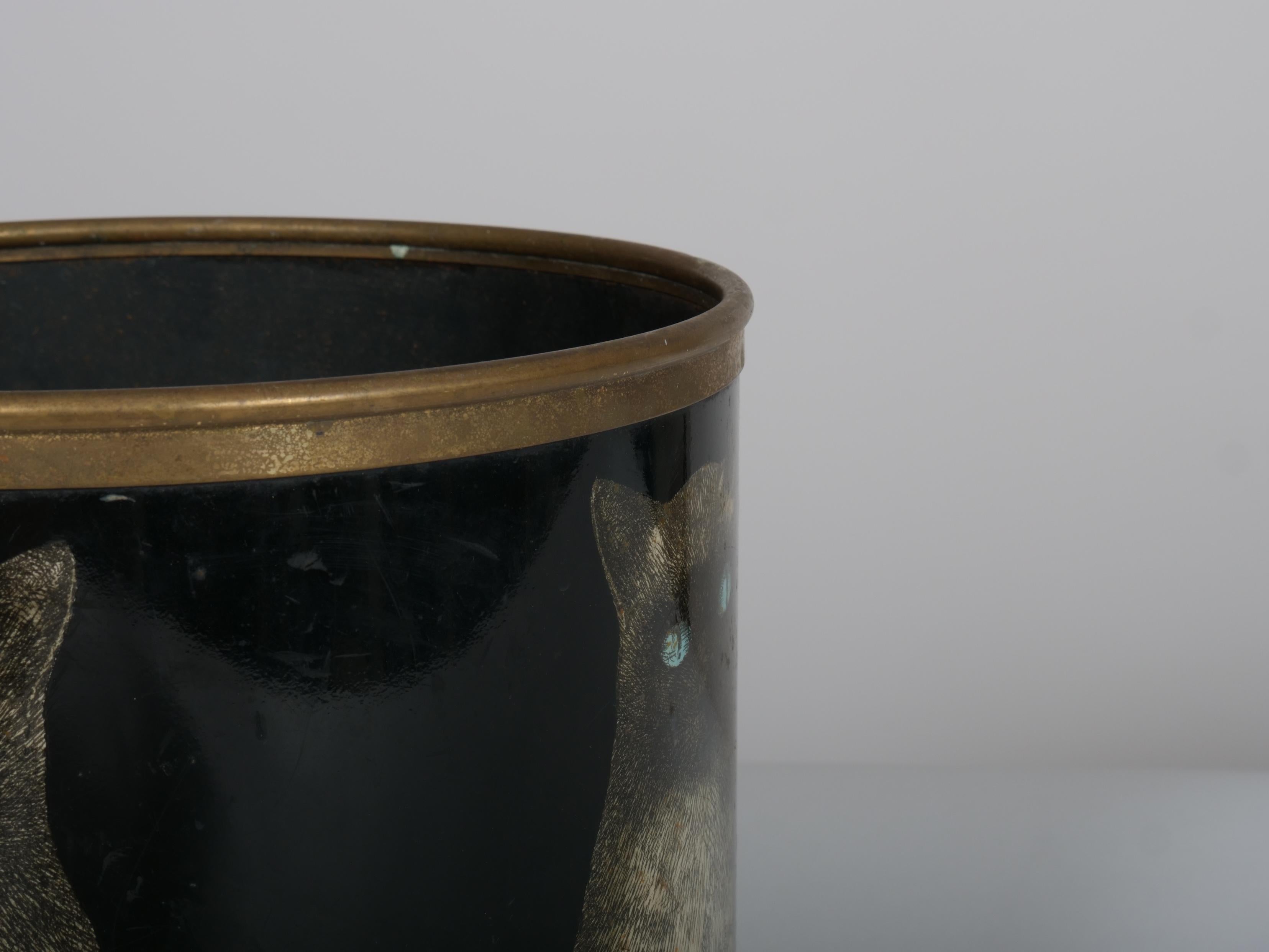 20th Century Fornasetti waste basket / bin Siamese cats