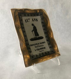 Fornasetti White Porcelain with Black and Gilt Gold Accents Pin Tray