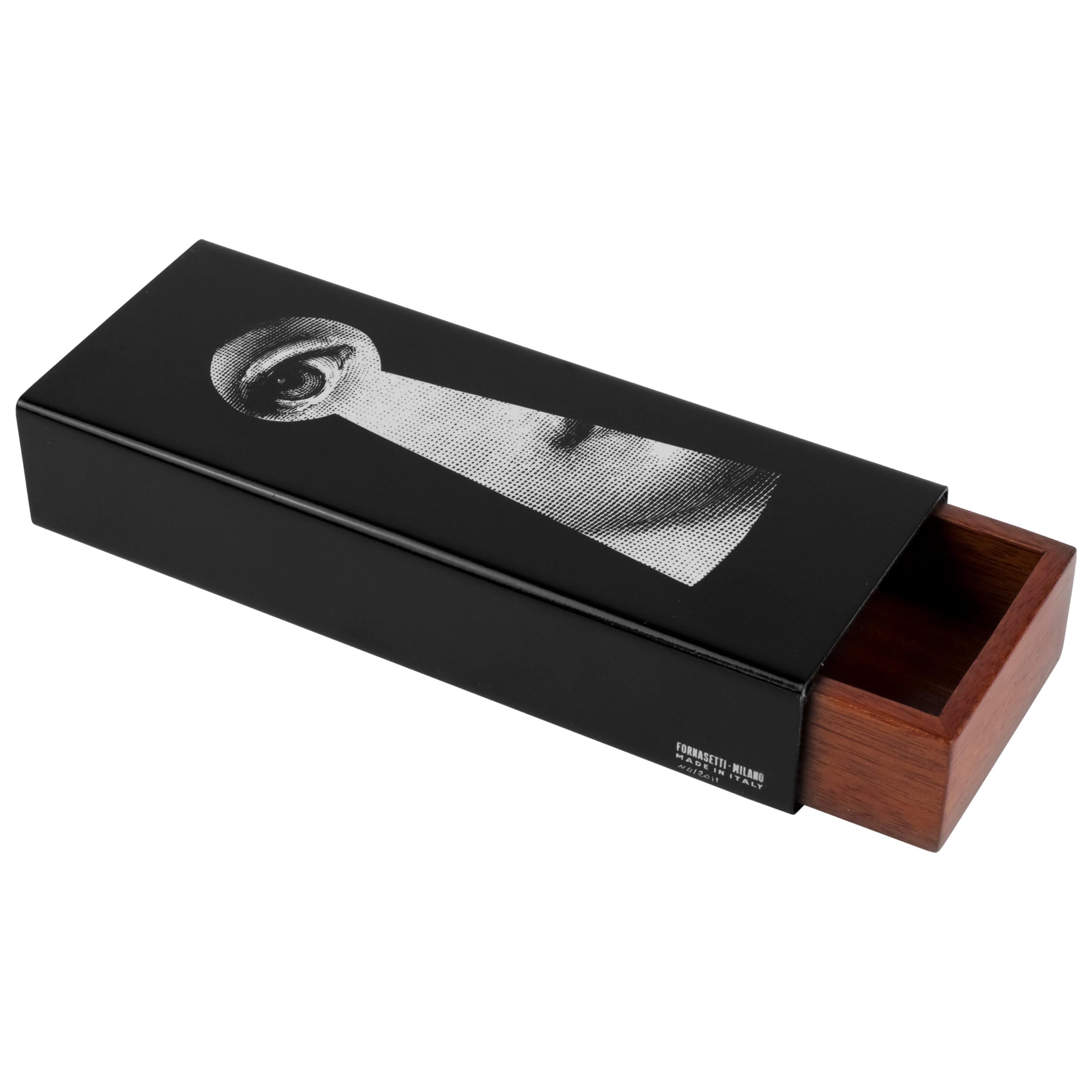 Fornasetti Wooden and Metal Box Serratura Black/White