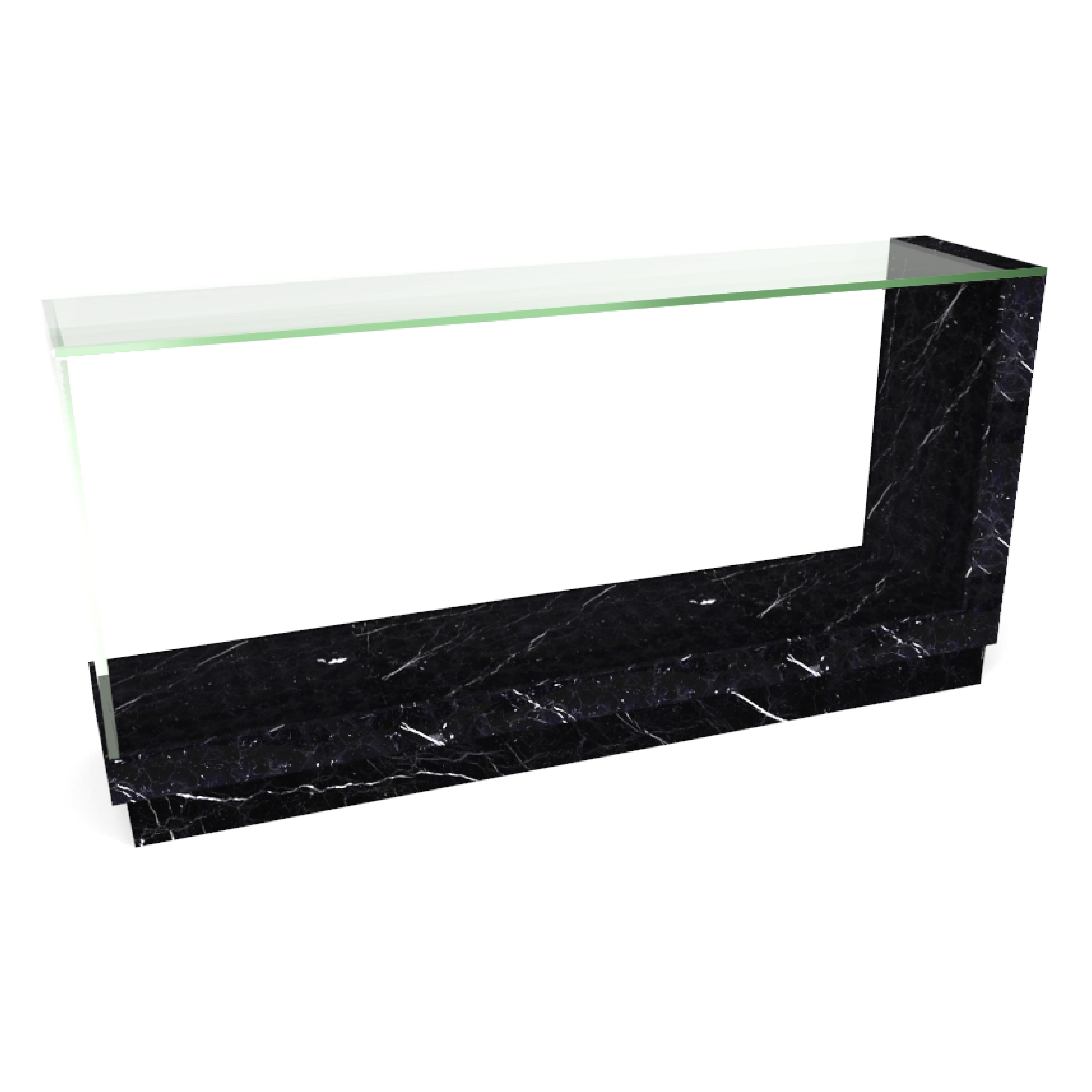 Fornix Travertine Marble & Crystal Console Table Modern Design Made in Spain For Sale 4