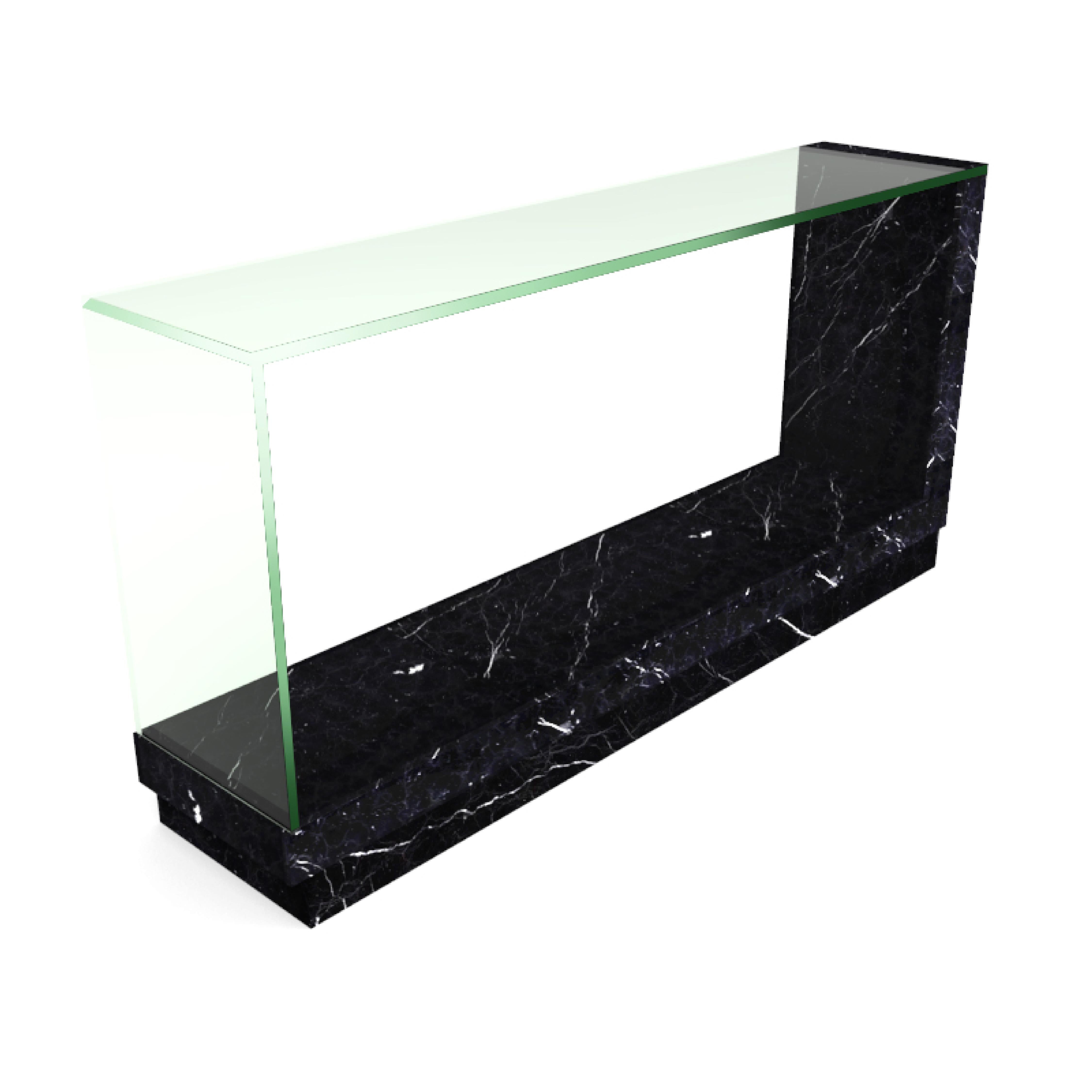 Fornix Travertine Marble & Crystal Console Table Modern Design Made in Spain For Sale 5