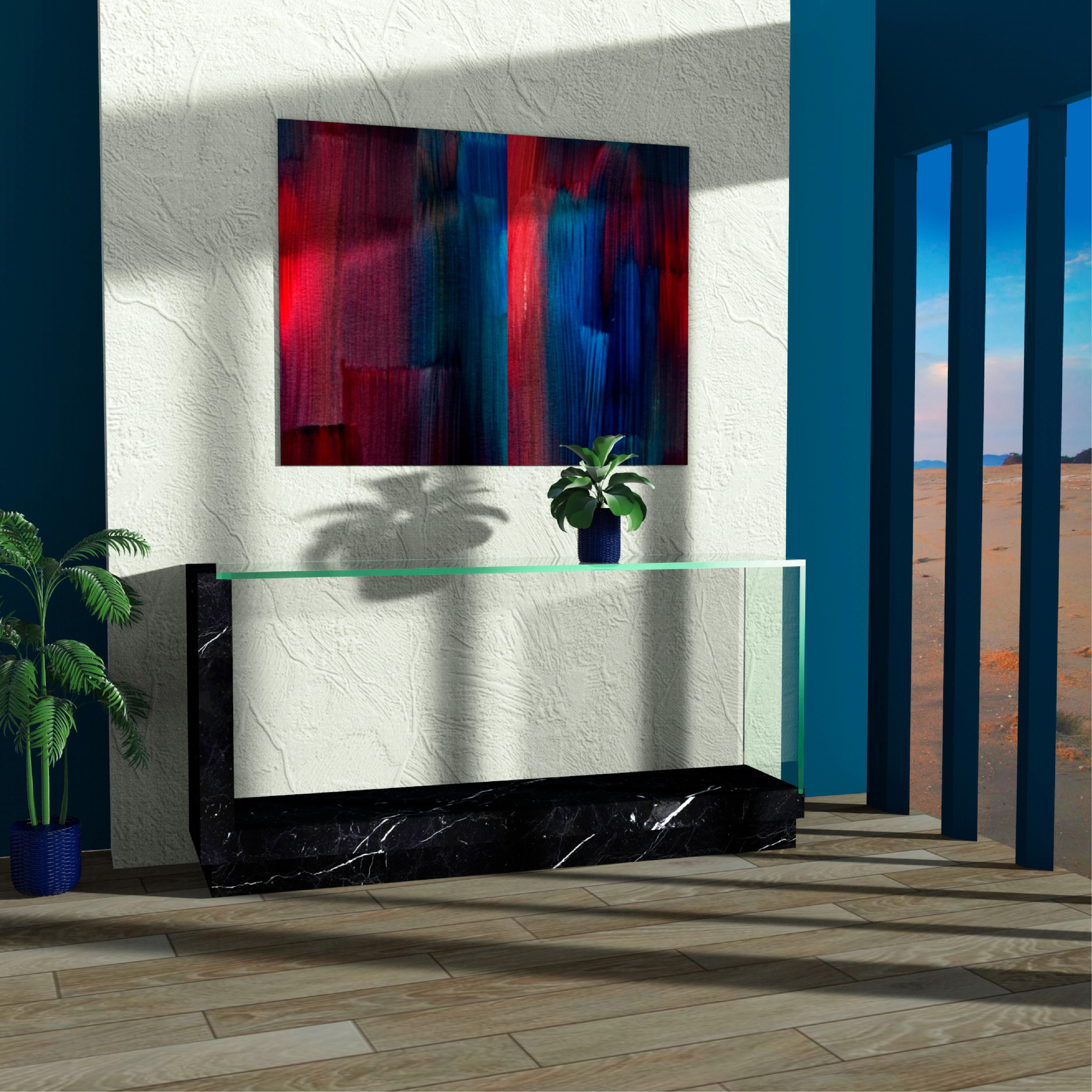 Fornix Travertine Marble & Crystal Console Table Modern Design Made in Spain For Sale 6