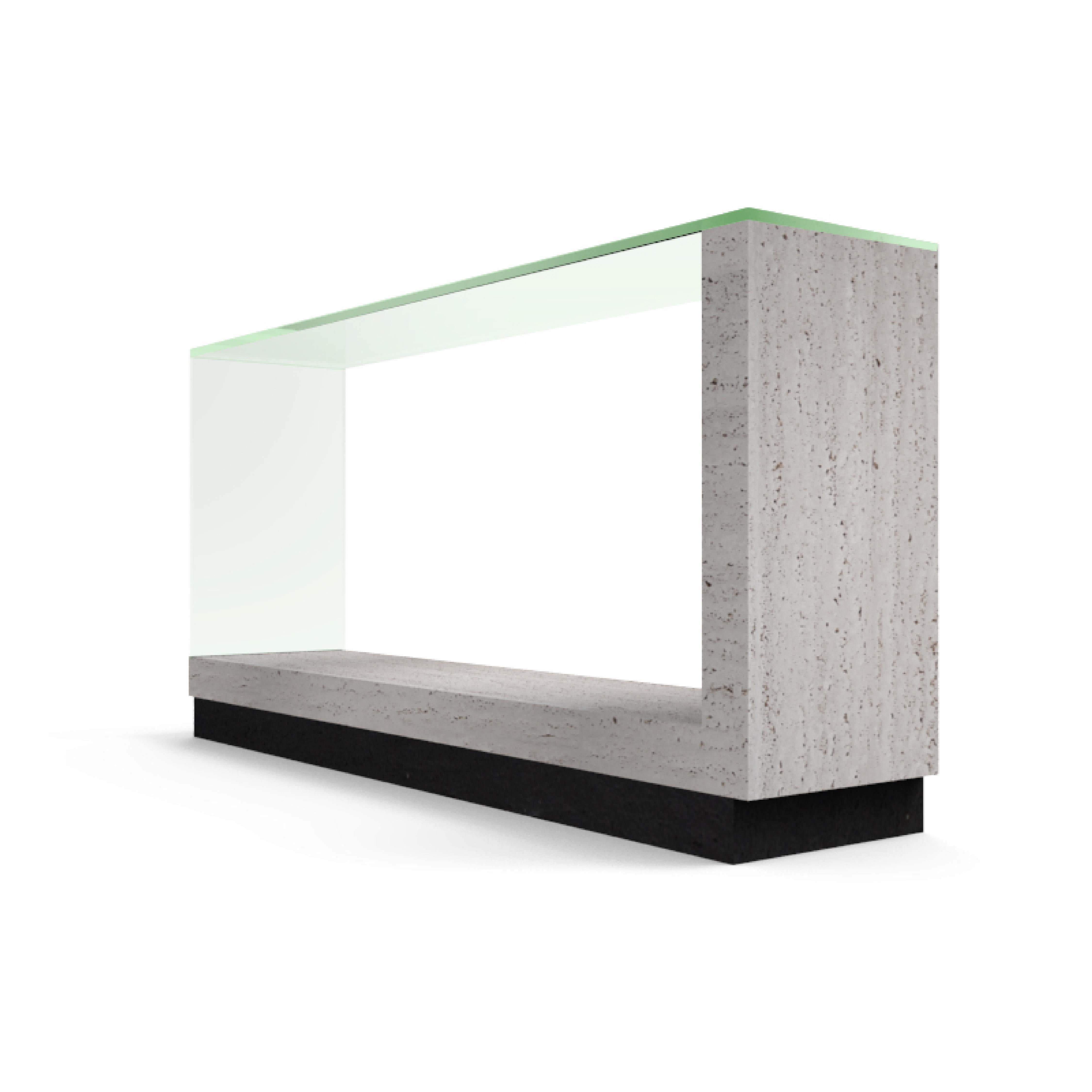 Fornix Travertine Marble & Crystal Console Table Modern Design Made in Spain For Sale 9