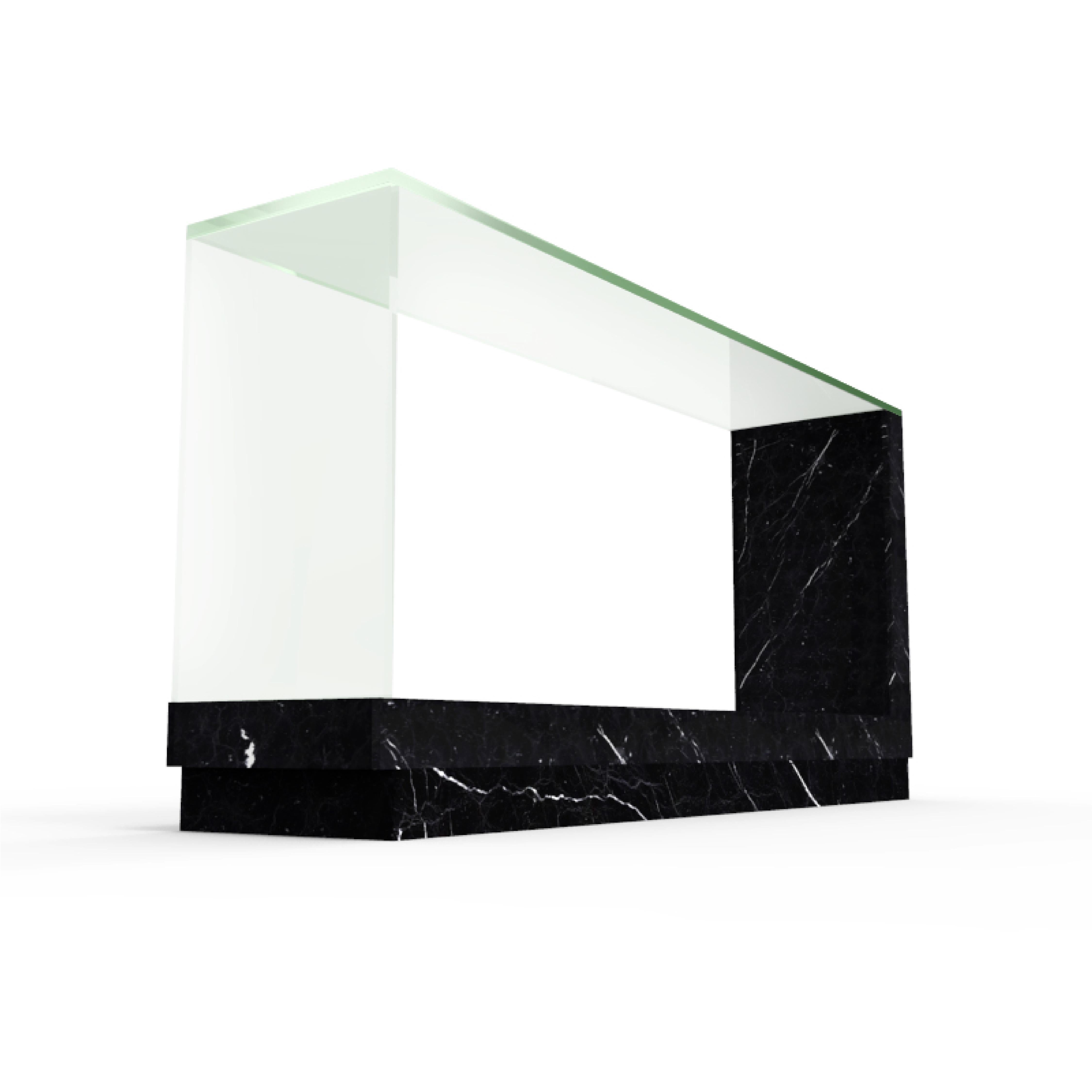 Fornix Travertine Marble & Crystal Console Table Modern Design Made in Spain For Sale 1