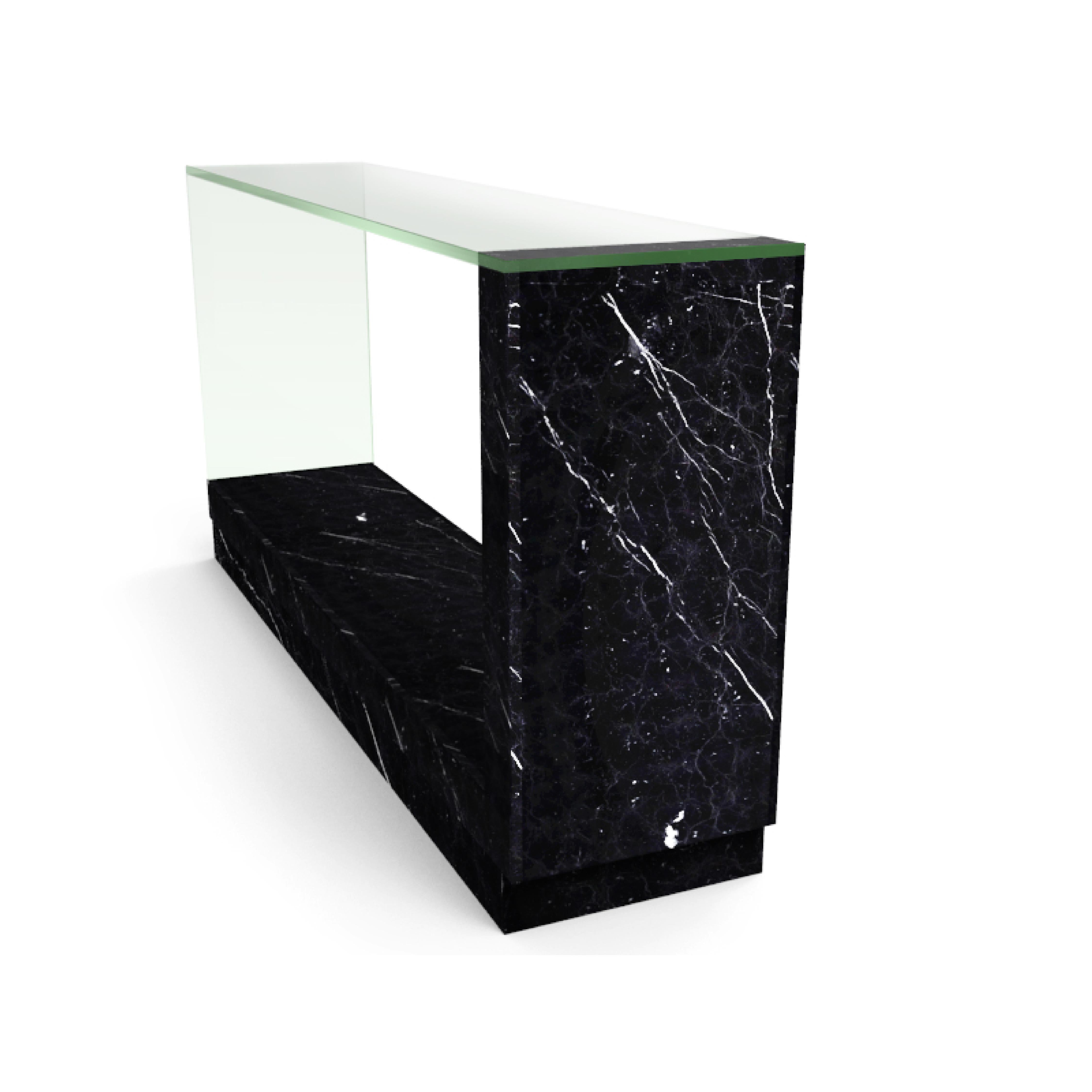Fornix Travertine Marble & Crystal Console Table Modern Design Made in Spain For Sale 2