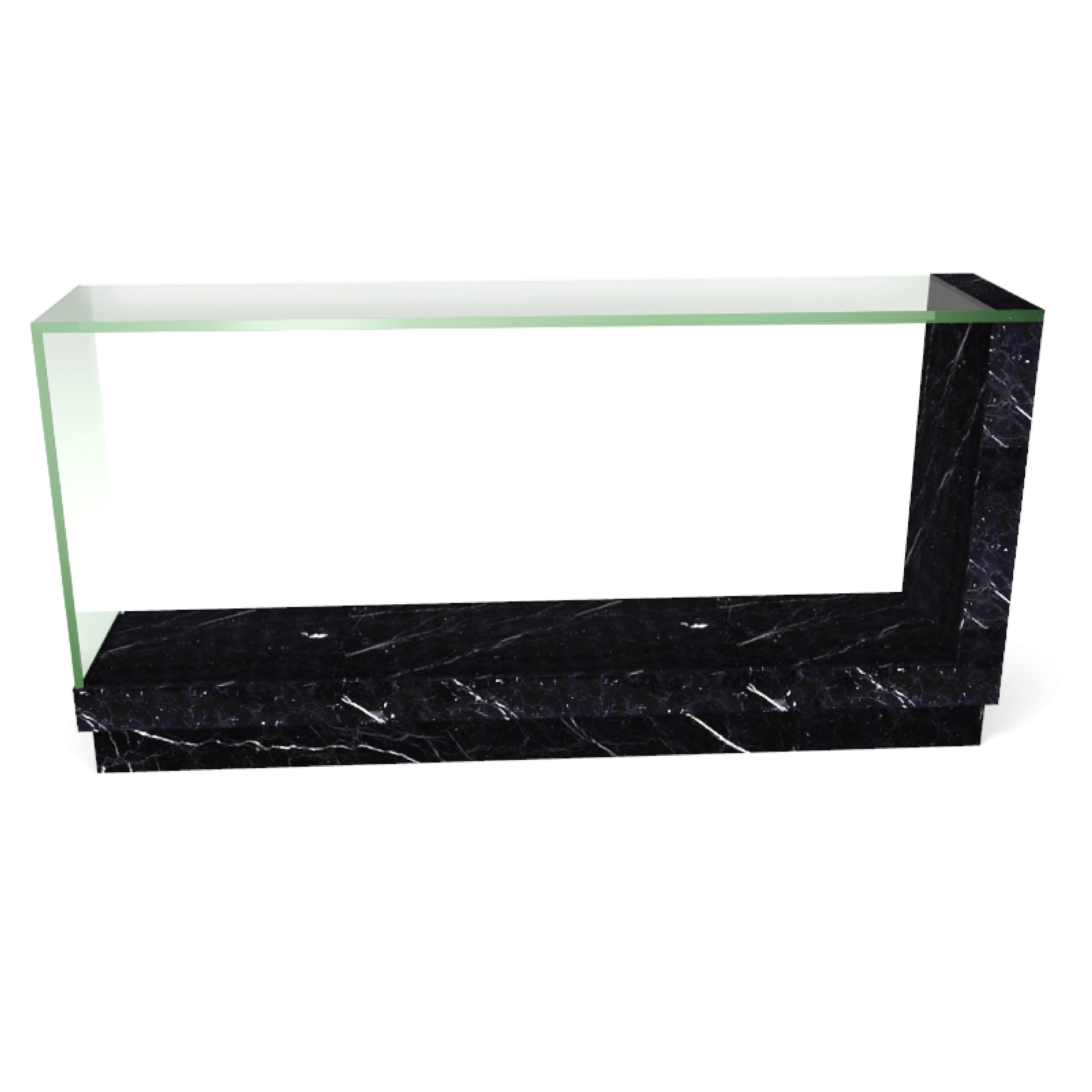 Fornix Travertine Marble & Crystal Console Table Modern Design Made in Spain For Sale 3