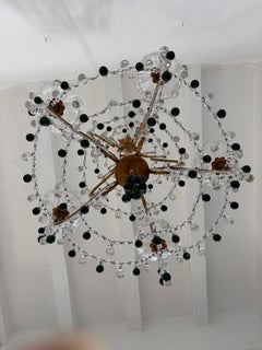 Forrest Green Murano Drops Beaded Chandelier Crystal Swags c 1920 French