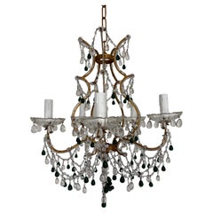 Forrest Green Murano Drops Beaded Chandelier Crystal Swags c 1920 French