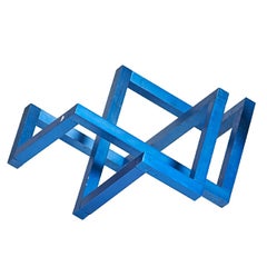 Geometric abstraction mid century modern constructivist Signed metal sculpture