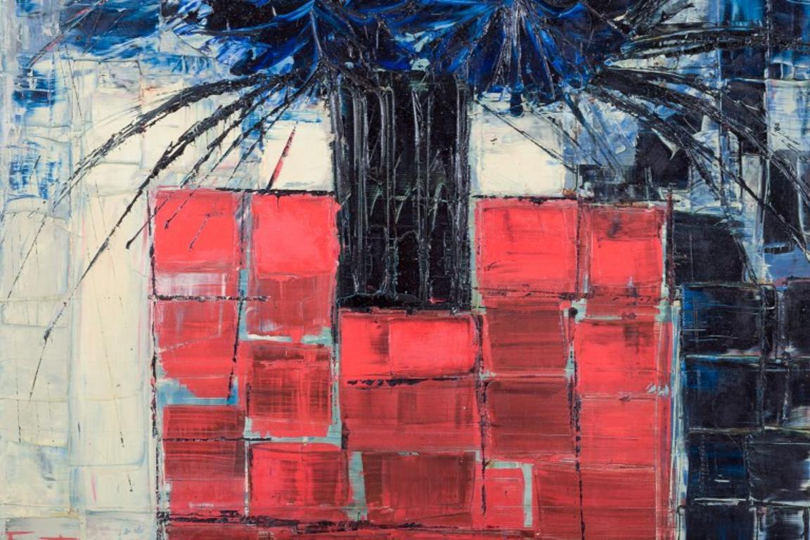 Unknown Forster, unknown artist. Oil on canvas. Flowers in a vase. Ca. 1970 For Sale