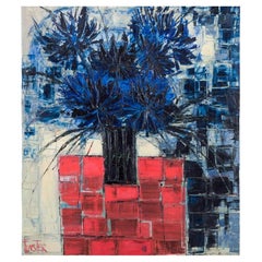 Forster, unknown artist. Oil on canvas. Flowers in a vase. Ca. 1970