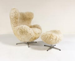 Forsyth Bespoke Arne Jacobsen Egg Chair and Ottoman in California Sheepskin