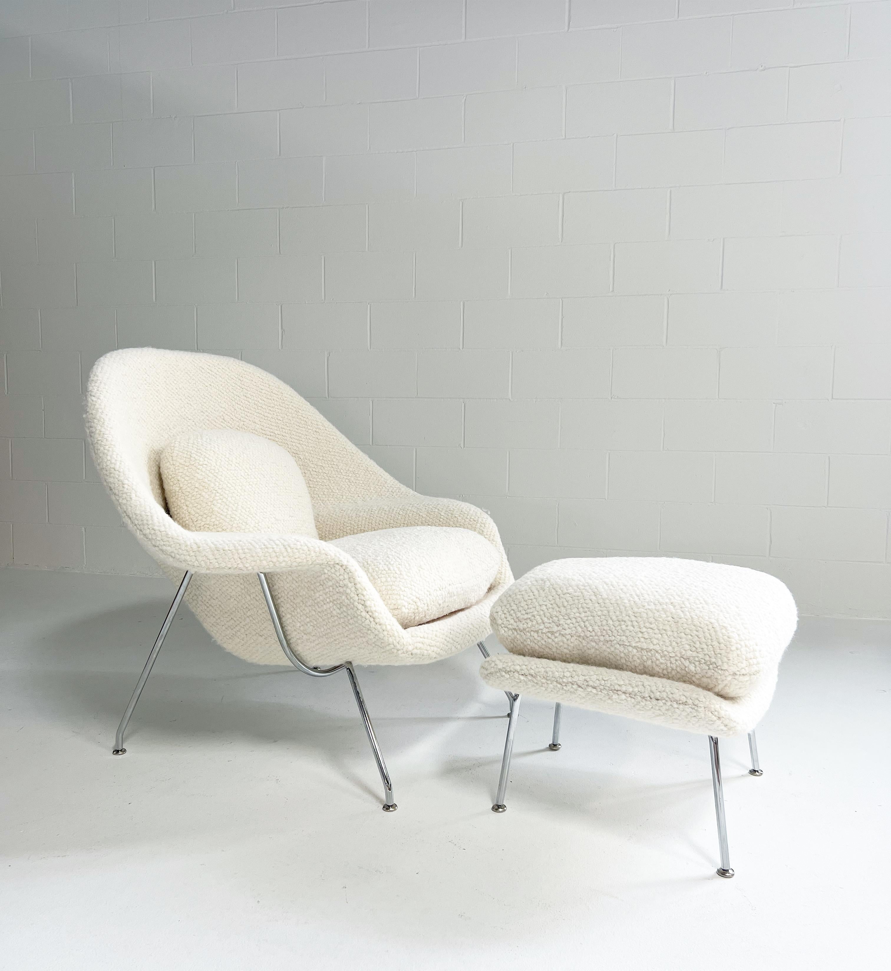 Forsyth Bespoke Eero Saarinen Womb Chair and Ottoman in Dedar Boucle For Sale 3