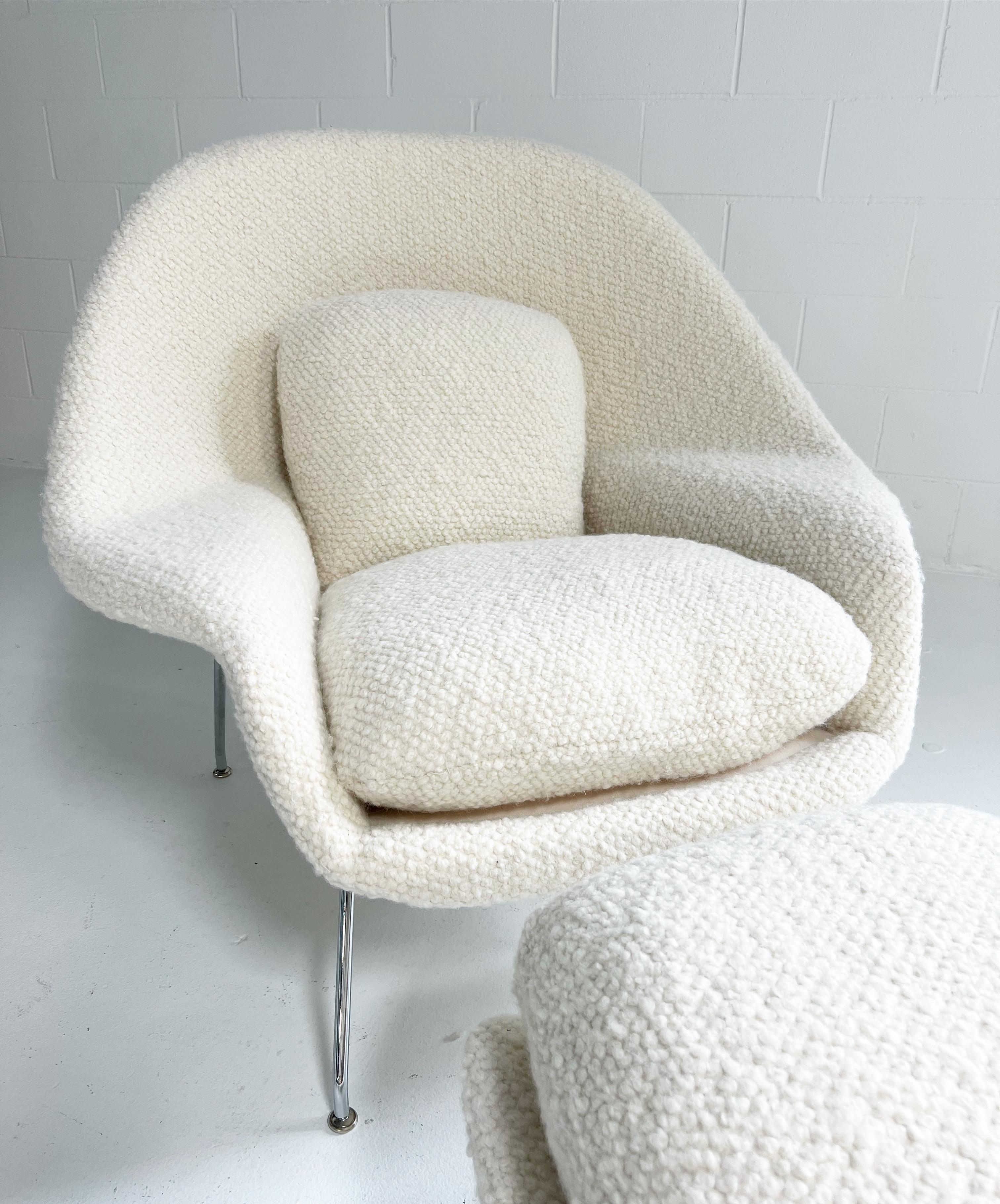 Forsyth Bespoke Eero Saarinen Womb Chair and Ottoman in Dedar Boucle For Sale 1