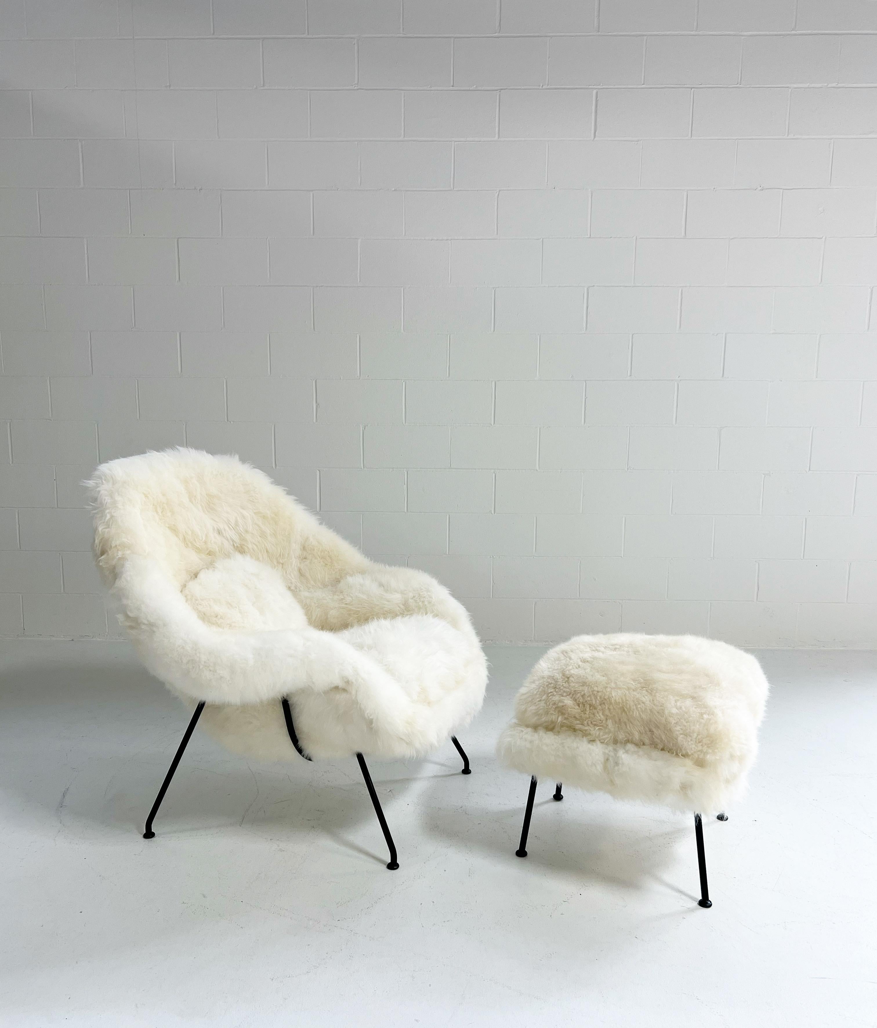 Lead Time: Please allow 10 to 12 weeks to restore a vintage Womb Chair and Ottoman in Natural Cashmere.

