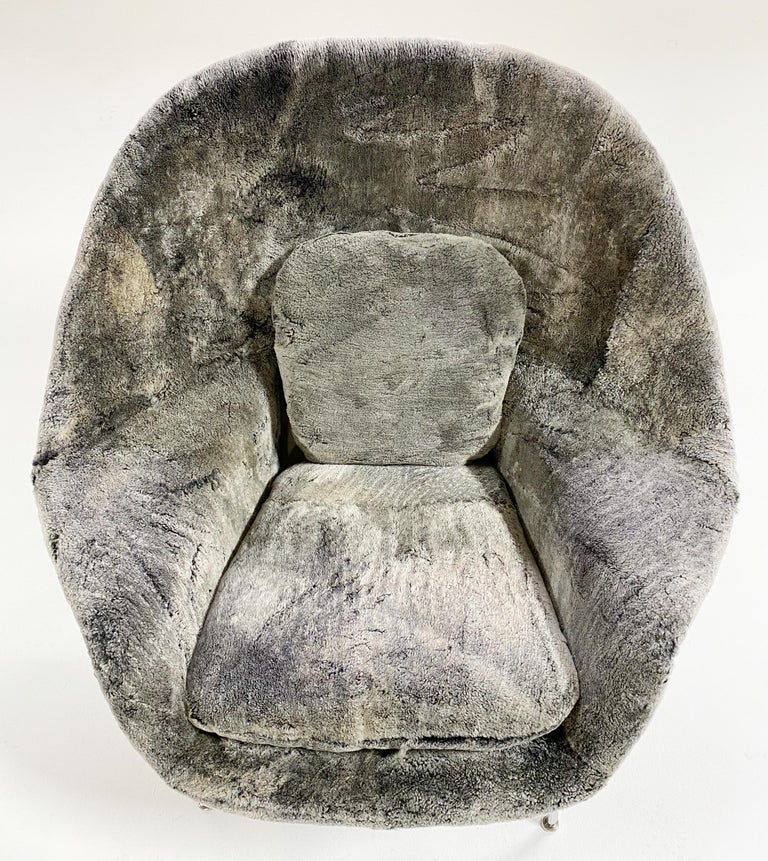 Sheepskin Forsyth Bespoke Eero Saarinen Womb Chair and Ottoman in Patagonia Shearling For Sale