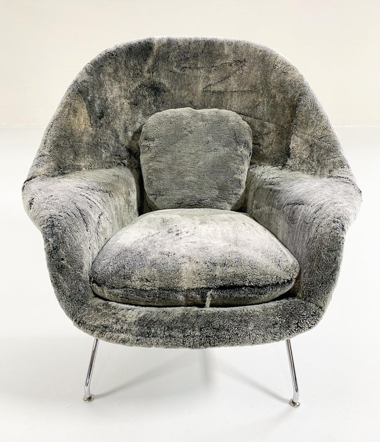 Forsyth Bespoke Eero Saarinen Womb Chair and Ottoman in Patagonia Shearling For Sale 1