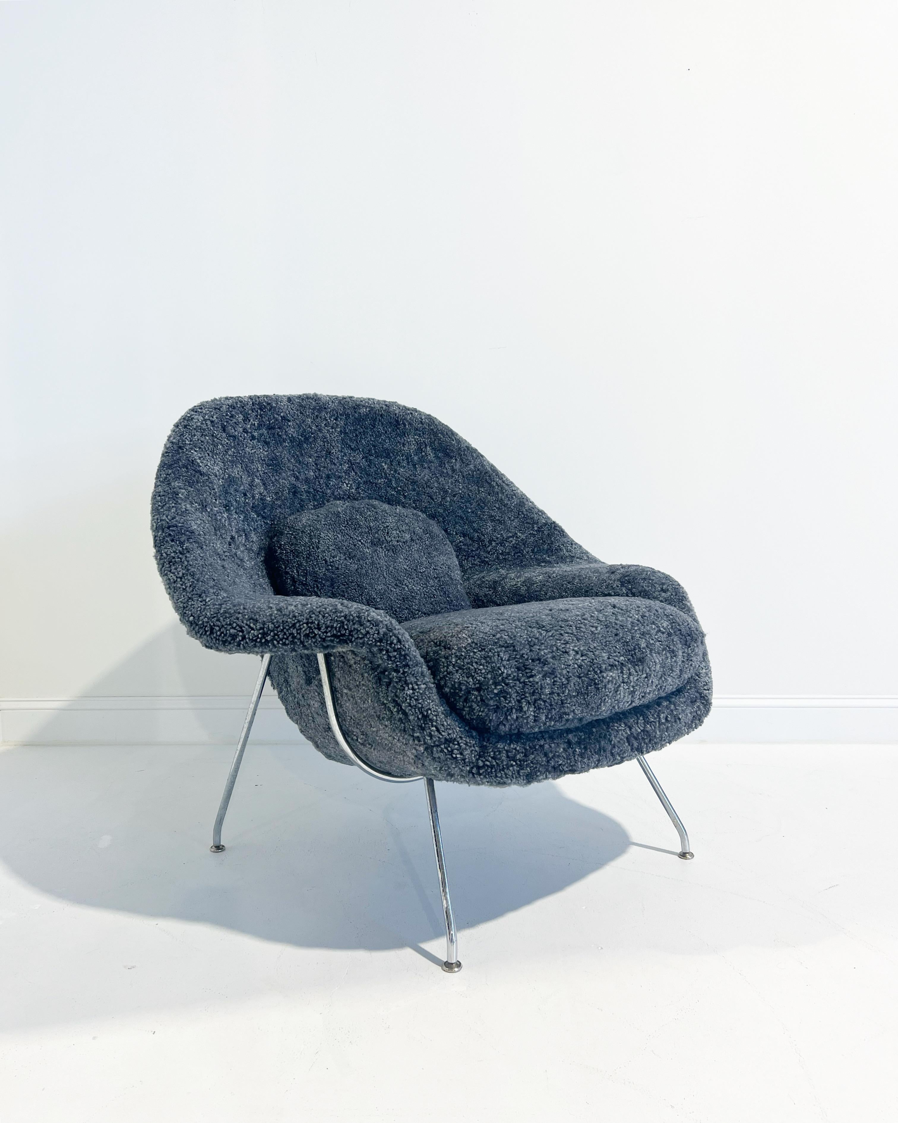 Forsyth Bespoke Eero Saarinen Womb Chair and Ottoman in Shearling For Sale 3