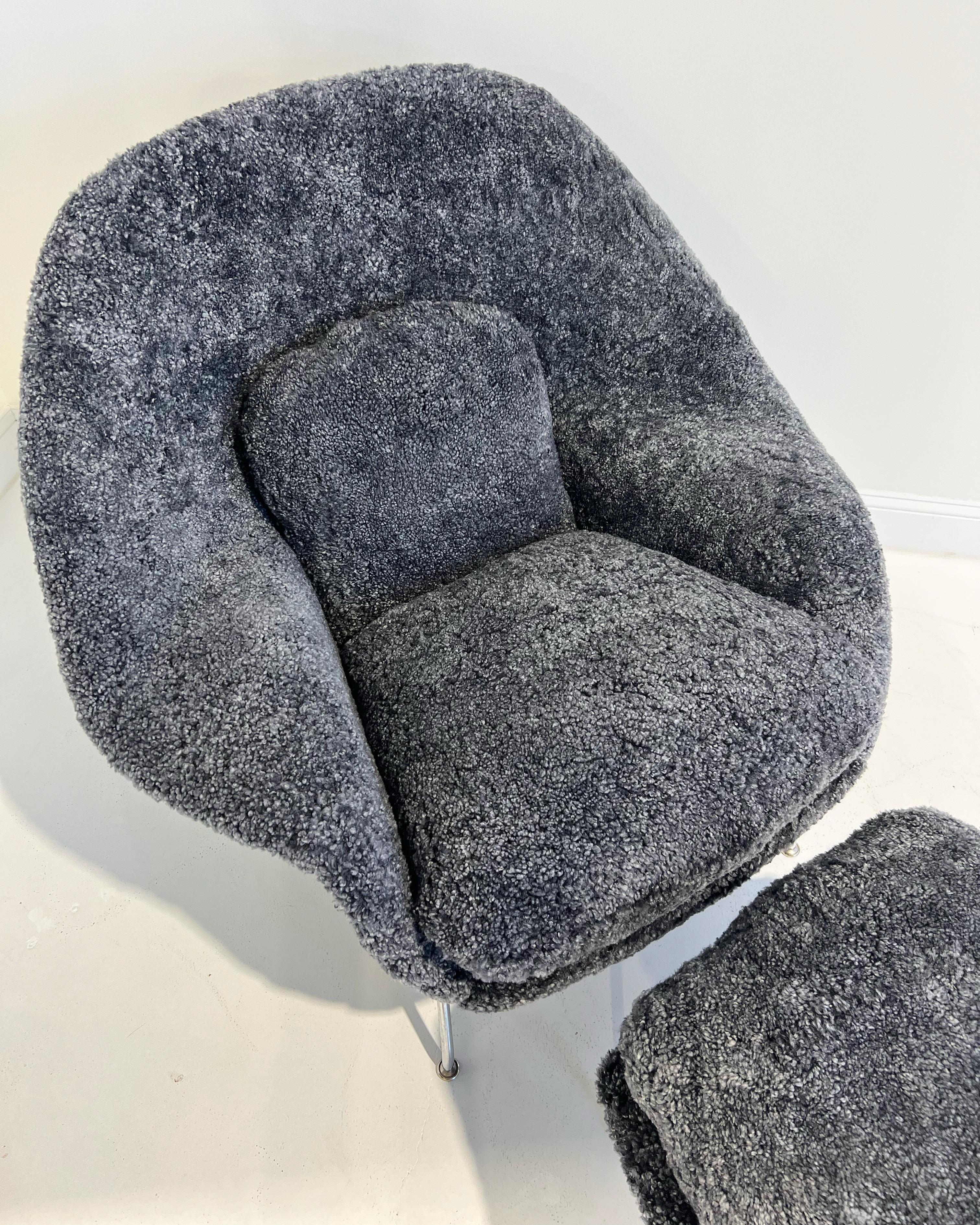Forsyth Bespoke Eero Saarinen Womb Chair and Ottoman in Shearling For Sale 4