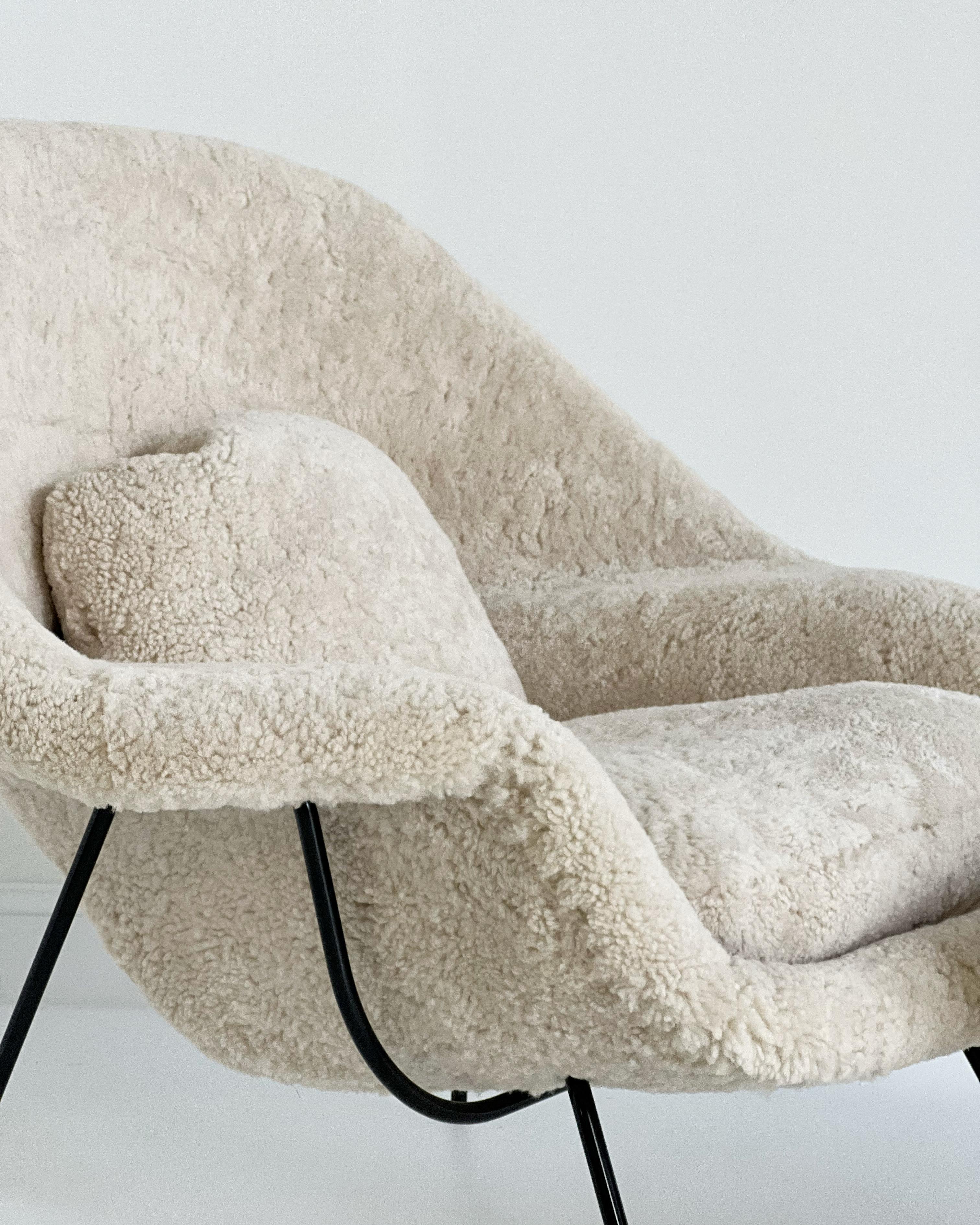 American Forsyth Bespoke Eero Saarinen Womb Chair and Ottoman in Shearling For Sale