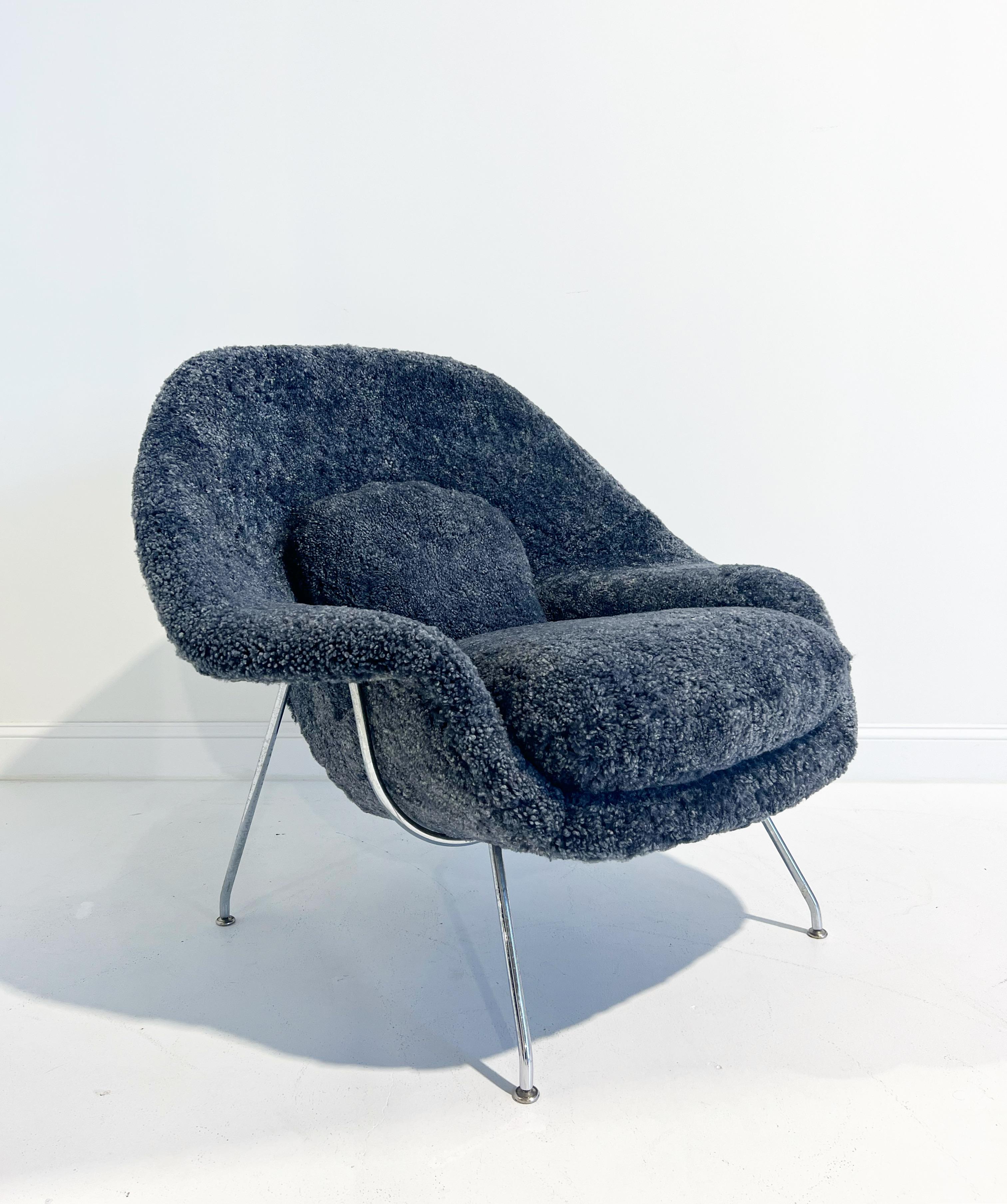 Forsyth Bespoke Eero Saarinen Womb Chair and Ottoman in Shearling For Sale 1