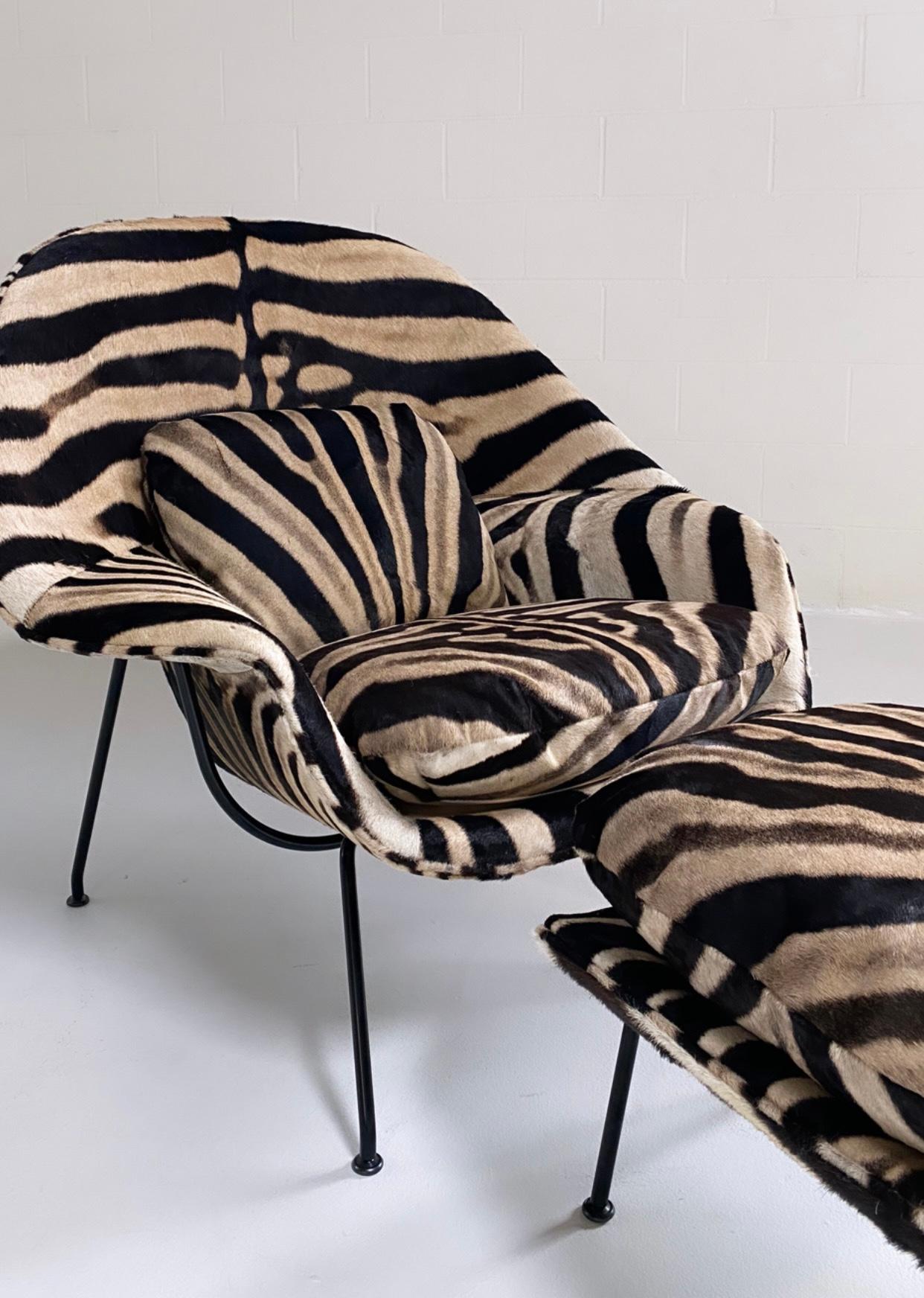 Forsyth Bespoke Eero Saarinen Womb Chair und Ottomane in Zebra im Angebot 3