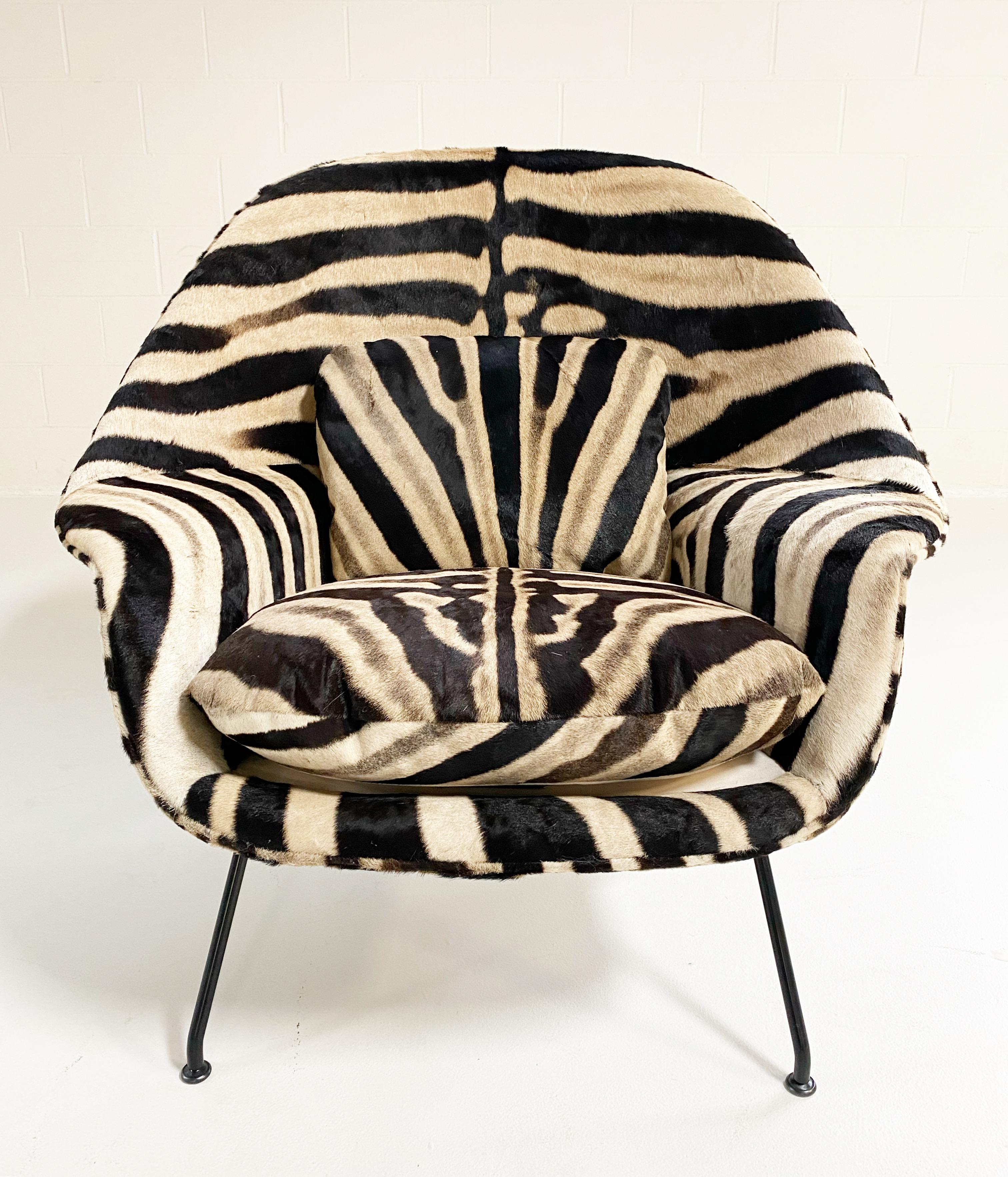 Zebra Hide Forsyth Bespoke Eero Saarinen Womb Chair and Ottoman in Zebra For Sale