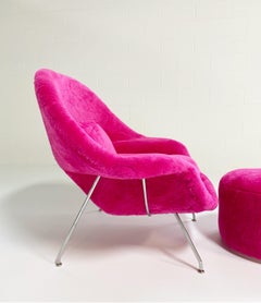 Forsyth Bespoke Eero Saarinen Womb Chair and Pouf Ottoman in Patagonia Shearling