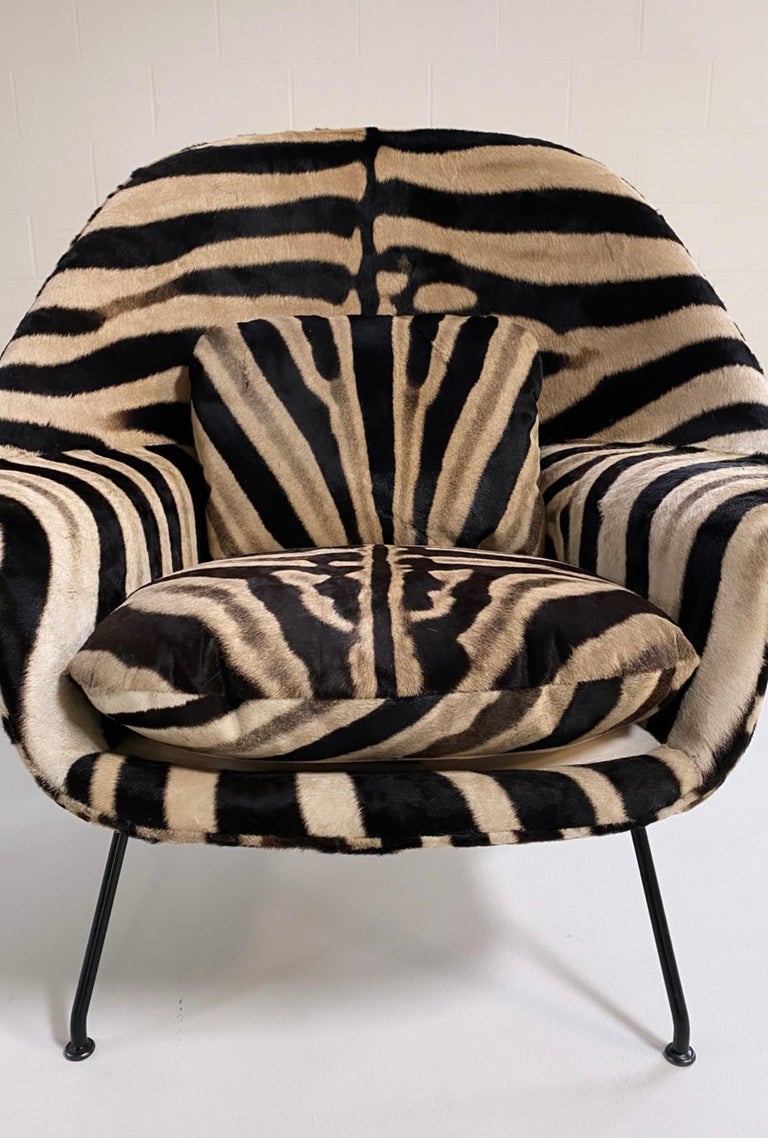 Zebra Hide Forsyth Bespoke Eero Saarinen Womb Chair in Zebra For Sale