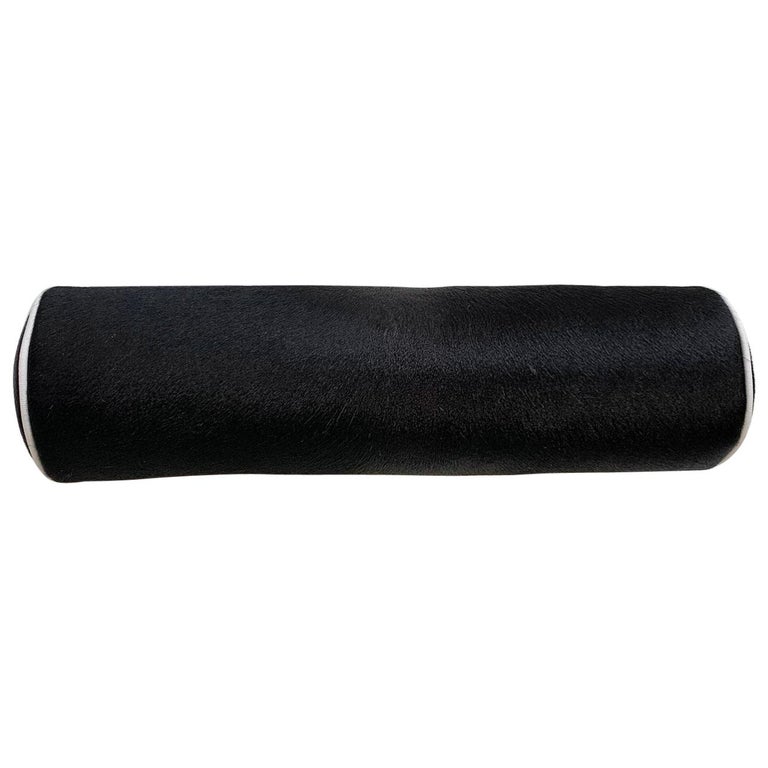 Forsyth Black Brazilian Cowhide Bolster Pillow For Sale At 1stdibs